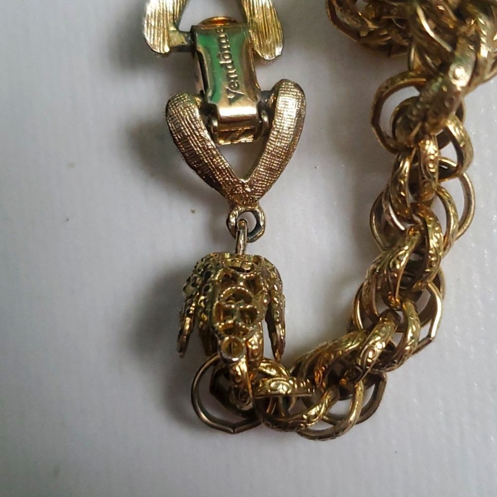 Vendome Vintage Signed Gold Tone Lariat Tassel Heavy Rope Chain Necklace - Picture 9 of 9